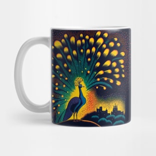 Peacock and fireworks Mug